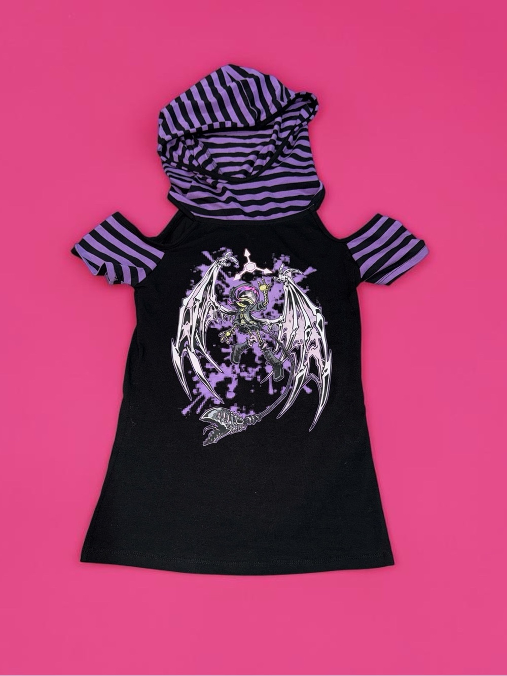 Girls' Murder Drones Cold Shoulder Hooded Tee (S)